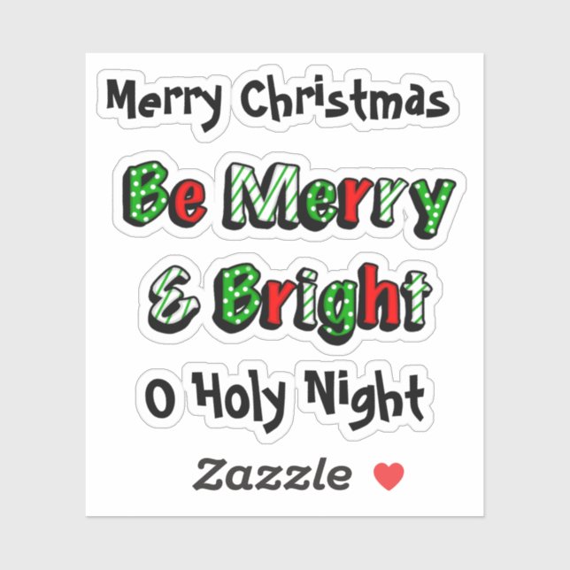 Frohe und helle Weihnachten Aufkleber (Blatt)