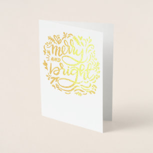 Frohe und helle Weihnachten handlettered Golden Folienkarte