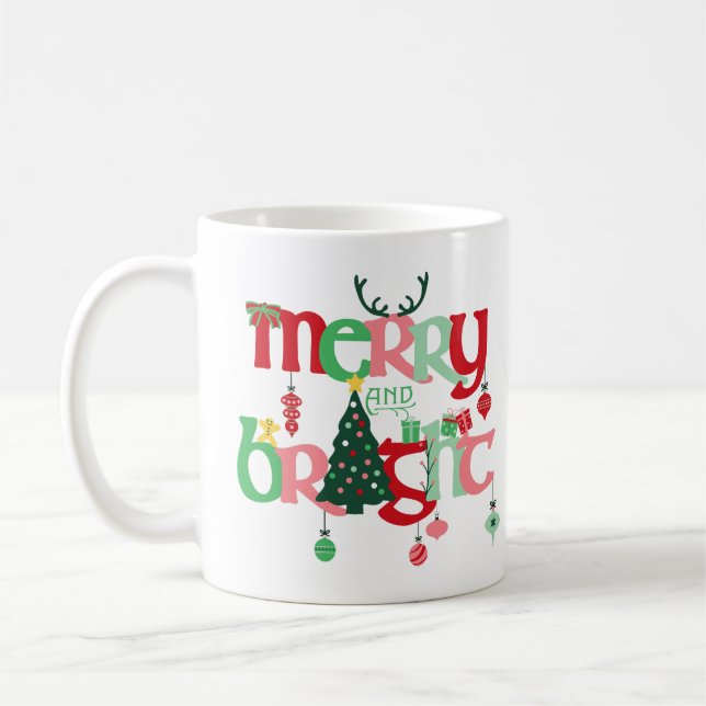 Frohe und helle Weihnachten Kaffeetasse (Links)