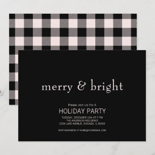 Frohe und helle Weihnachten Pink & Black Holiday Einladung