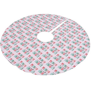 Frohe und helle Weihnachten Polyester Weihnachtsbaumdecke