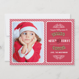 Frohe und helle Weihnachten. Red Stripes Foto Feiertagskarte