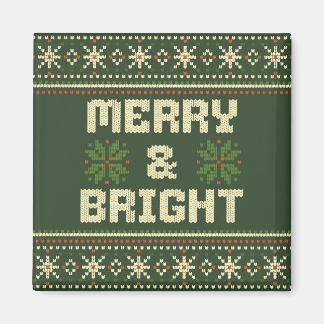 Frohe und helle Weihnachten Sweater Nordic Strick Magnet (Vorne)
