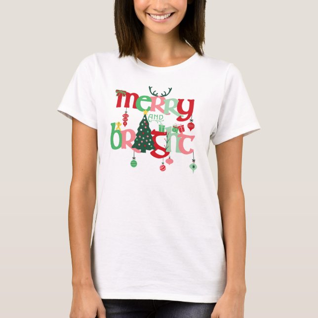 Frohe und helle Weihnachten T-Shirt (Vorderseite)