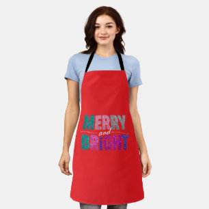 Frohe und helle Weihnachts-Glitzer Shirt Schürze