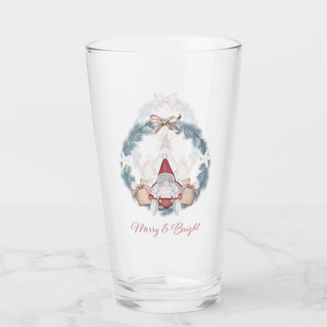 Frohe und helle Weihnachts-Gnome-Glas Glas (Vorderseite)