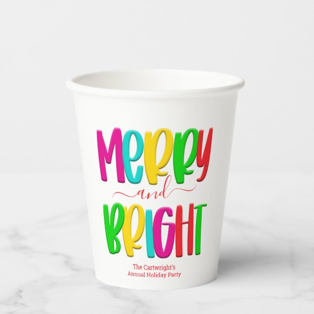 Frohe und helle Weihnachts-Party Papier Cup Pappbecher (Vorderseite)