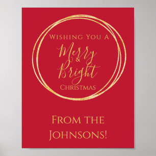 Frohe und helle Weihnachts-Party Red Gold Poster