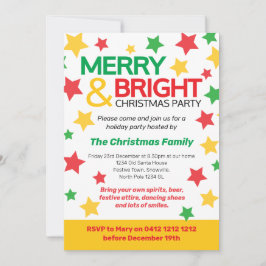 Frohe und helle Weihnachts-Party-Stern gelb Einladung