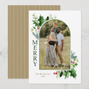 Frohe und helle Weihnachts-Script Gold Foto-Karte