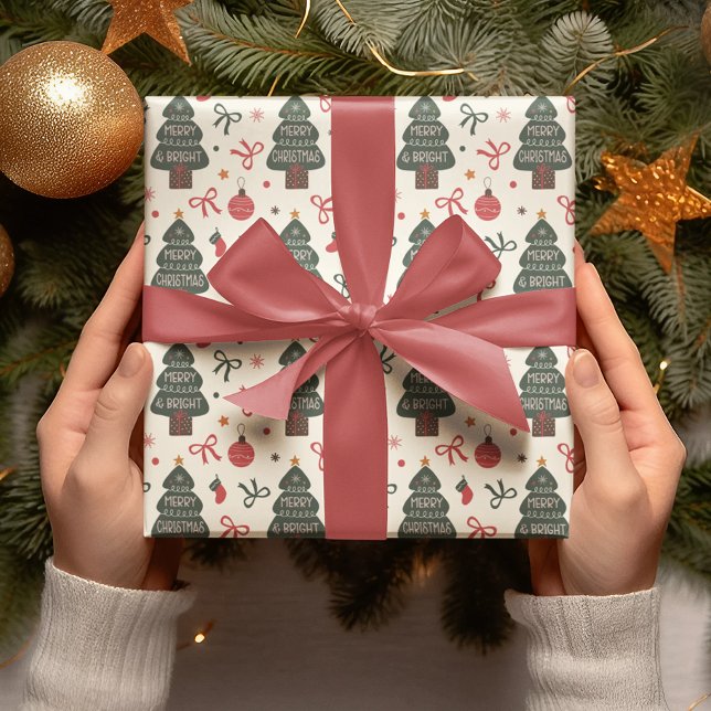 Frohe und helle Weihnachtsbaume Geschenkpapier (Von Creator hochgeladen)