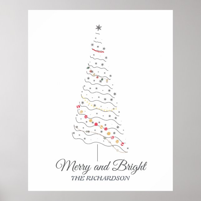 Frohe und helle Weihnachtsbaume | Minimalistische  Poster (Vorne)