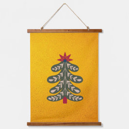 Frohe und helle Weihnachtsbaume Wandteppich Mit Holzrahmen