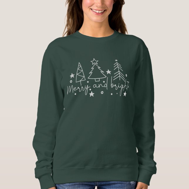 Frohe und helle Weihnachtsbaumen Sweatshirt (Vorderseite)