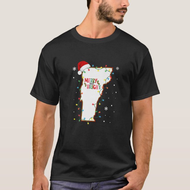 Frohe und helle Weihnachtsbeleuchtung Xmas Vermont T-Shirt (Vorderseite)