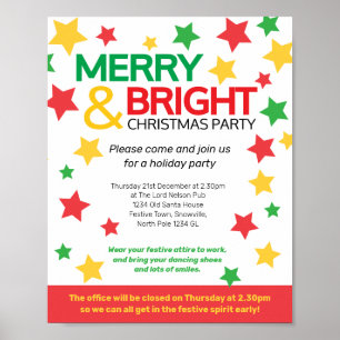 Frohe und helle Weihnachtsbüros Party Sterne Poster