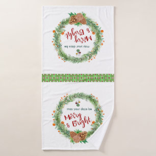 Frohe und helle Weihnachtsfeier Badhandtuch Set