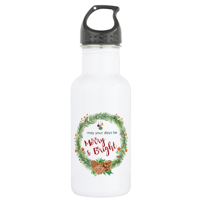 Frohe und helle Weihnachtsfeier Edelstahlflasche (Vorderseite)