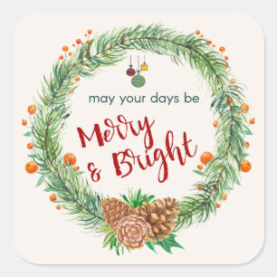 Frohe und helle Weihnachtsfeier Quadratischer Aufkleber