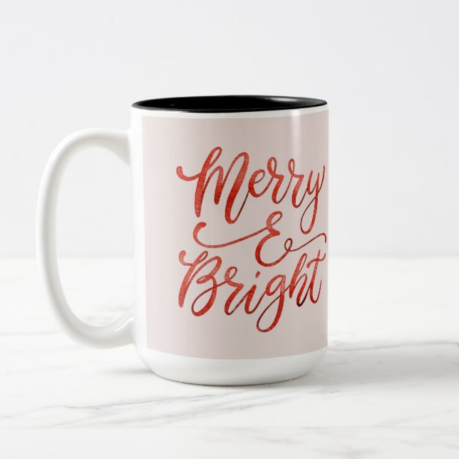 Frohe und helle Weihnachtsfeier - Reindeer Design Zweifarbige Tasse (Links)