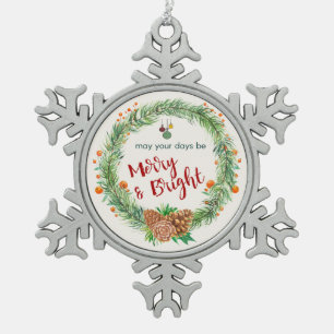 Frohe und helle Weihnachtsfeier Schneeflocken Zinn-Ornament