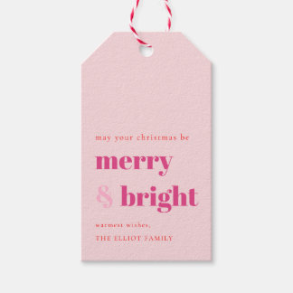 Frohe und helle Weihnachtsgeschenke Tags rosa Girl Geschenkanhänger