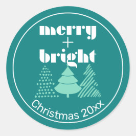 Frohe und helle Weihnachtskleber Runder Aufkleber