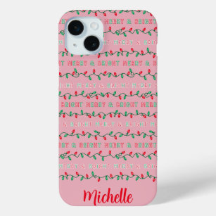 Frohe und helle Weihnachtsleuchten Pink Case-Mate iPhone Hülle