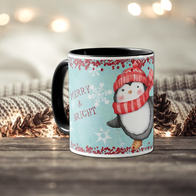 Frohe und helle Weihnachtspenguin Kinder Tasse (Von Creator hochgeladen)