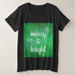 Frohe und helle Weihnachtsschneeflocken auf Green  Große Größe T-Shirt
