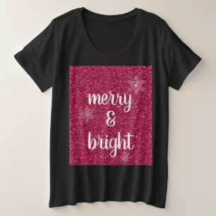 Frohe und helle Weihnachtsschneeflocken Roter Glit Große Größe T-Shirt
