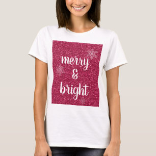 Frohe und helle Weihnachtsschneeflocken Roter Glit T-Shirt