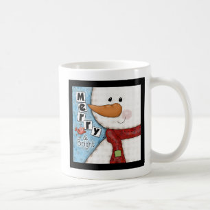 Frohe und helle Weihnachtsschneemann und Red Bird Kaffeetasse