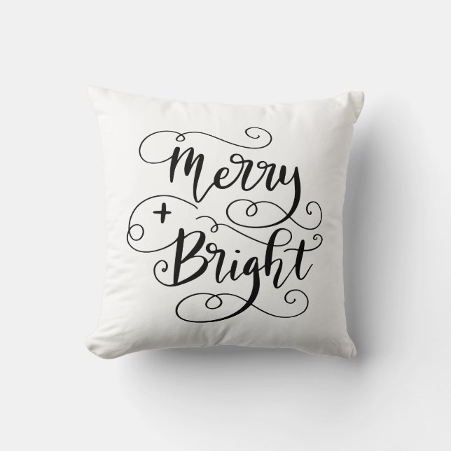 Frohe und helle Weihnachtsschrift Kissen (Vorderseite)