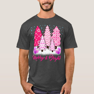 Frohe und hellrosa Weihnachtsbaum, rosa Christm T-Shirt