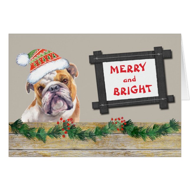 Frohe und Niedliche BullDog Weihnachten (Vorderseite (Horizontal))