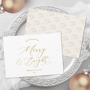 Frohe und strahlende elegante Gold-Schrift-Weihnac Feiertagskarte