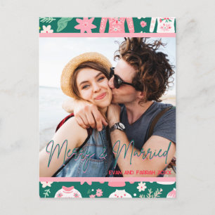 Frohe und Verheiratete 1. Jahr Verheiratetes Weihn Postkarte