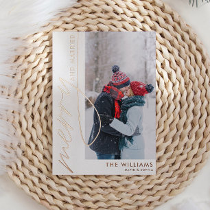 Frohe und Verheiratete Foto Weihnachten Rose Gold Folien Feiertagskarte