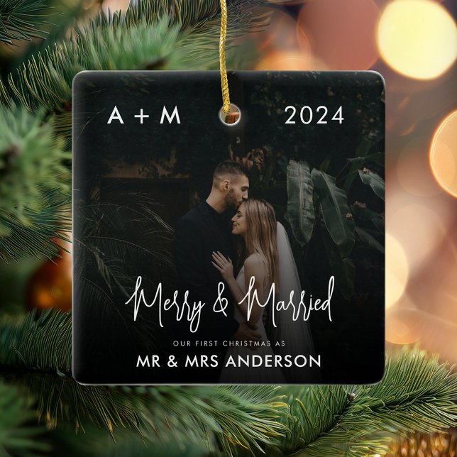 Frohe und Verheiratete Neuvermählte Erste Weihnach Keramikornament (Von Creator hochgeladen)