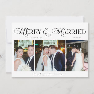 Frohe und Verheiratete Newlyweds Foto Erste Weihna Feiertagskarte