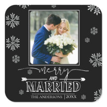 Frohe und Verheiratete Typografie Erstes Weihnacht