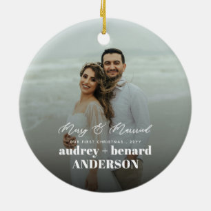 Frohe und verheiratete Weihnachten Doppelseitiges  Keramik Ornament