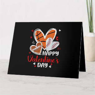 Frohe Valentins Baseball Football Basketball Herz Karte