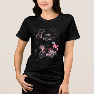 Frohe Valentinstag 14. Februar Floral Fahrrad Tri-Blend Shirt