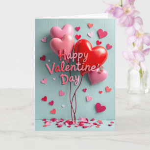 Frohe Valentinstag 3D-Herzballons Karte