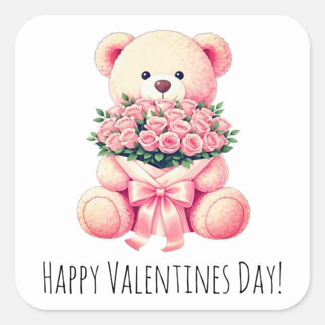 Frohe Valentinstag-Aufkleber Quadratischer Aufkleber (Vorderseite)