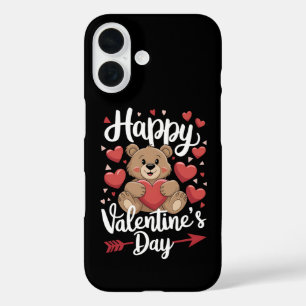 Frohe Valentinstag Bär Herz Niedliche Paare iPhone 16 Hülle