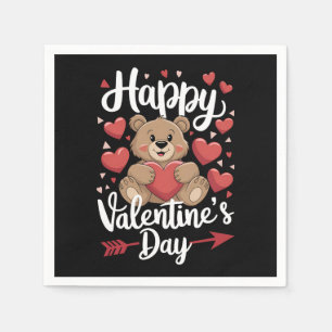 Frohe Valentinstag Bär Herz Süße Paare Serviette