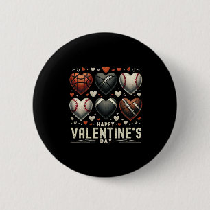 Frohe Valentinstag Basketball Baseball Football Button